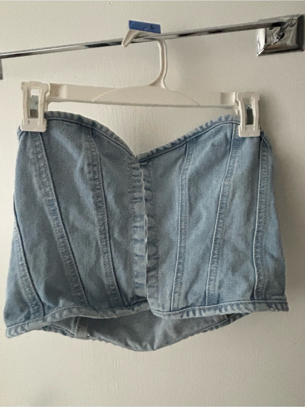 PrettyLittleThing Light Blue Denim Corset-Style Shorts